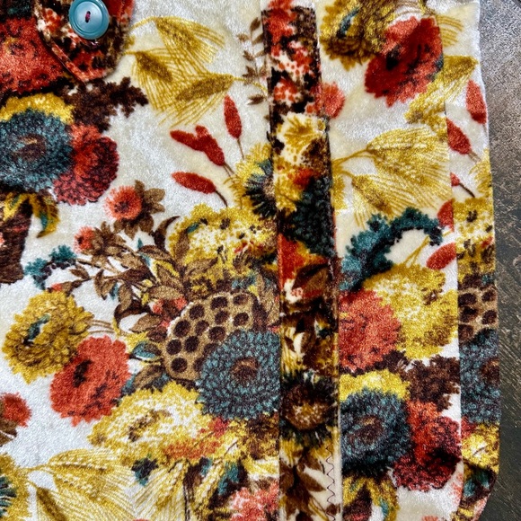 Vintage Floral Velvet Tote Bag – Retro Boho 70s Style - Picture 3 of 4